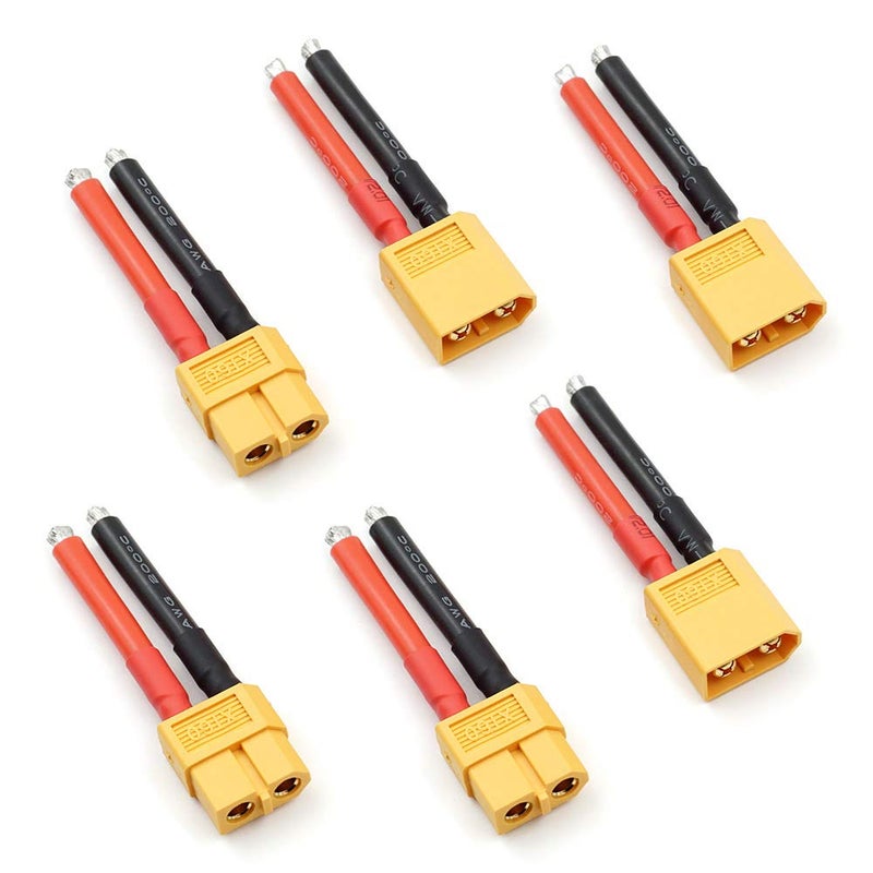 elechawk 3 Pairs XT60 Plug Female and Male Connector with 12AWG Silicon Wire for RC Lipo Battery Cable Drone - Image 1
